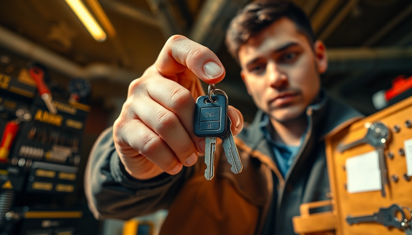 Resolve Lost Car Keys issues with expert locksmith in a vibrant workshop setting