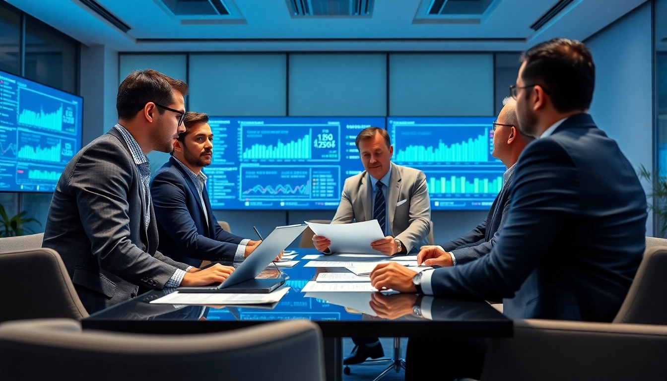 Claymore Partners financial experts collaborating in a bright, modern conference room.