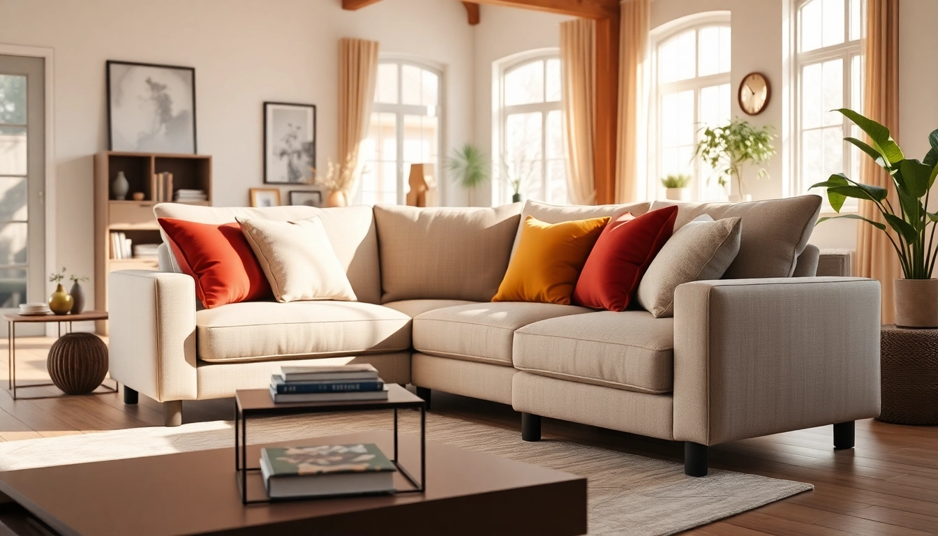Entdecken Sie das elegante ecksofa mit schlaffunktion im komfortablen Wohnzimmerumfeld.