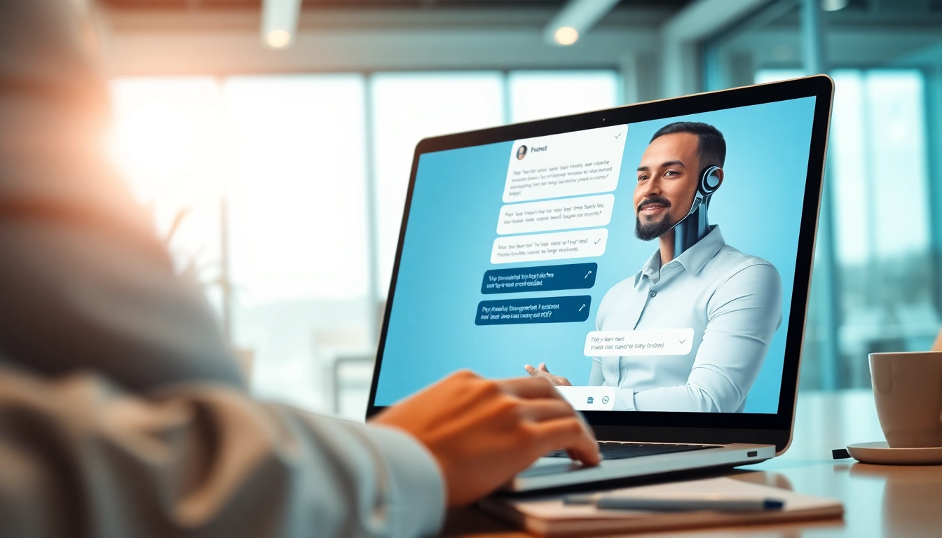 Engaging AI chatbot for website interaction in a professional office setting.