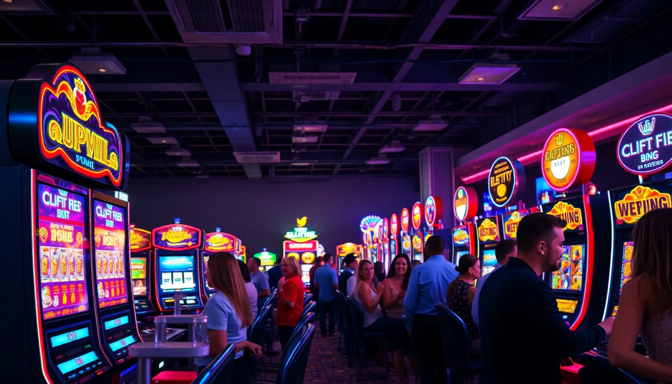 Engaging players at slotbuff3.com enjoying a vibrant gaming environment filled with slot machines.