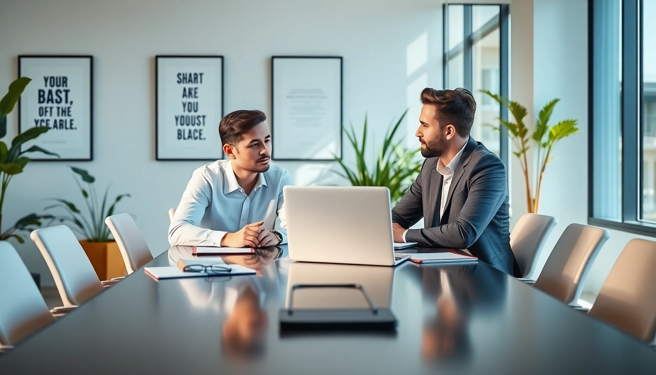 Engage with a business coach near me in a bright, modern office session.