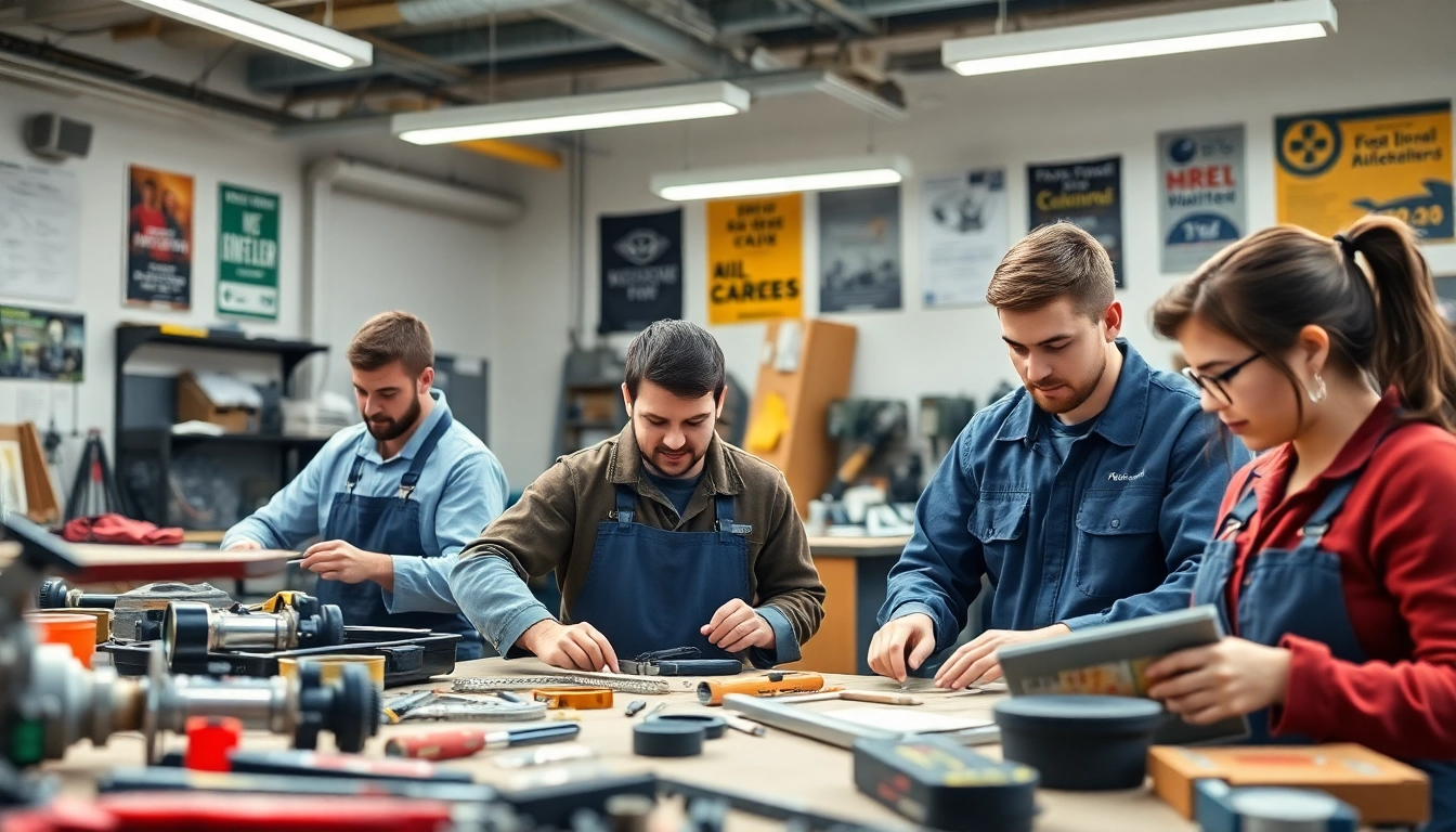 Trade school Tennessee students actively participating in hands-on technical training for future careers.