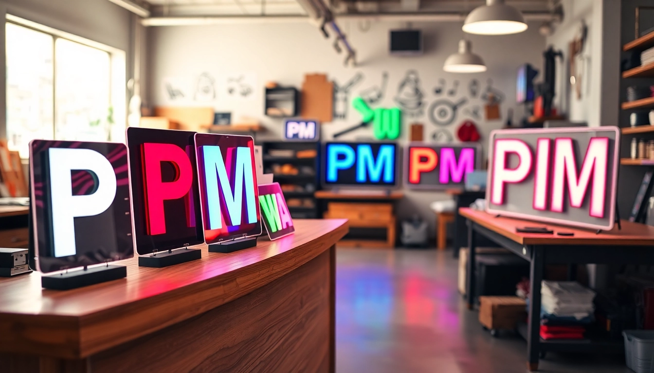 Showcasing vibrant pm signs in a modern sign shop setting with expert craftsmanship.
