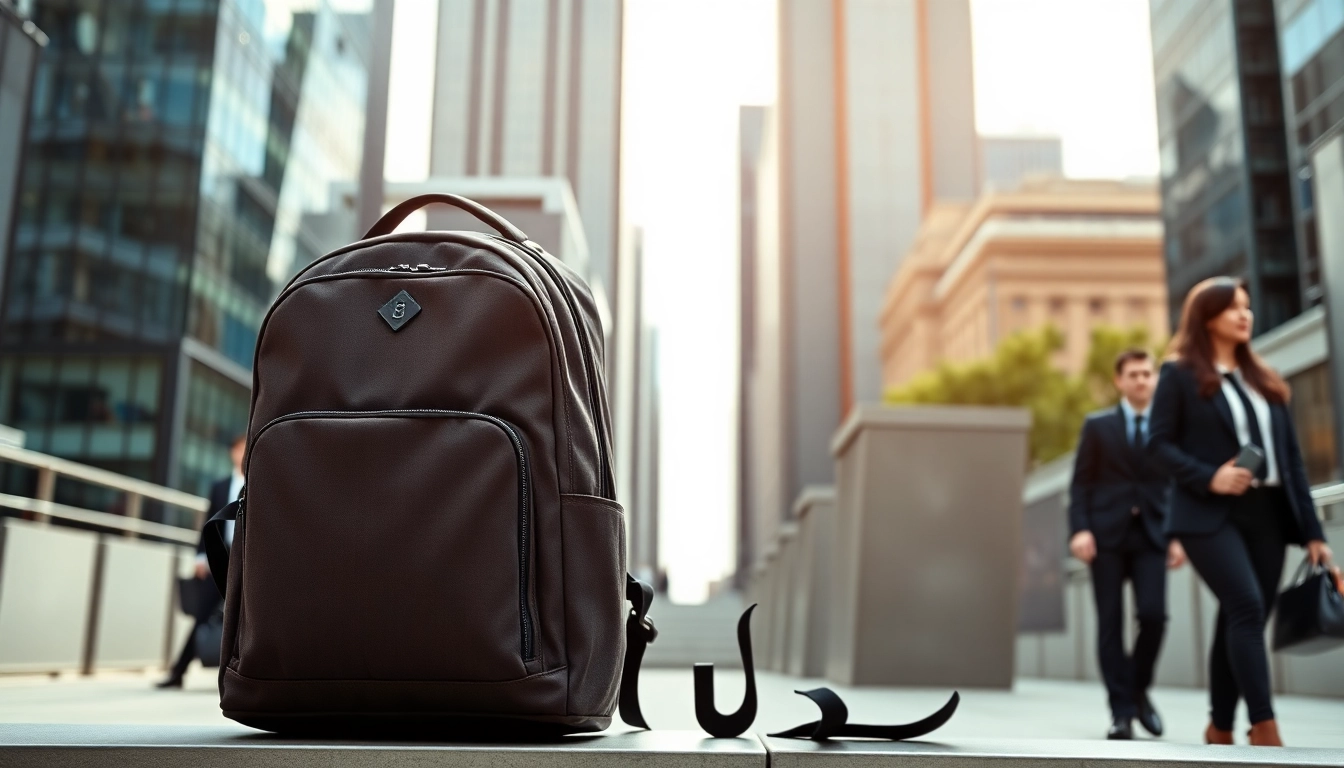 Business Rucksack in a vibrant urban environment, illustrating its style and functionality.