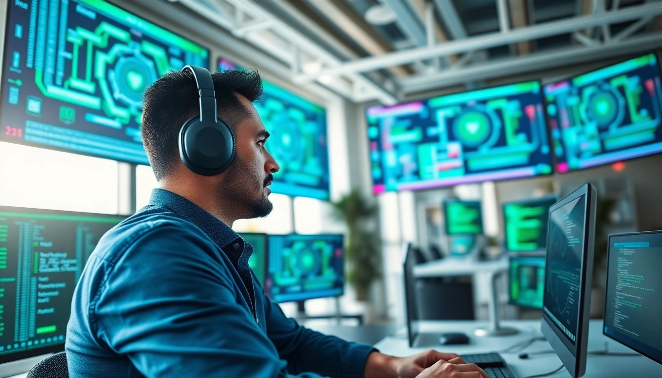 Effiziente Durchführung von pentesting durch einen Cyber-Sicherheitsexperten in einem modernen Büro.
