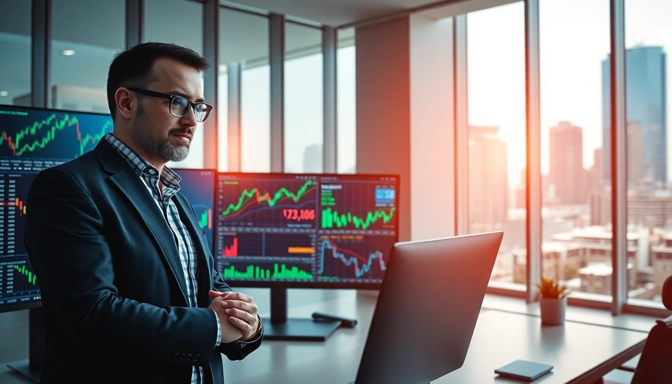 Investor using an advanced ai stock picker to analyze dynamic stock data and trends.