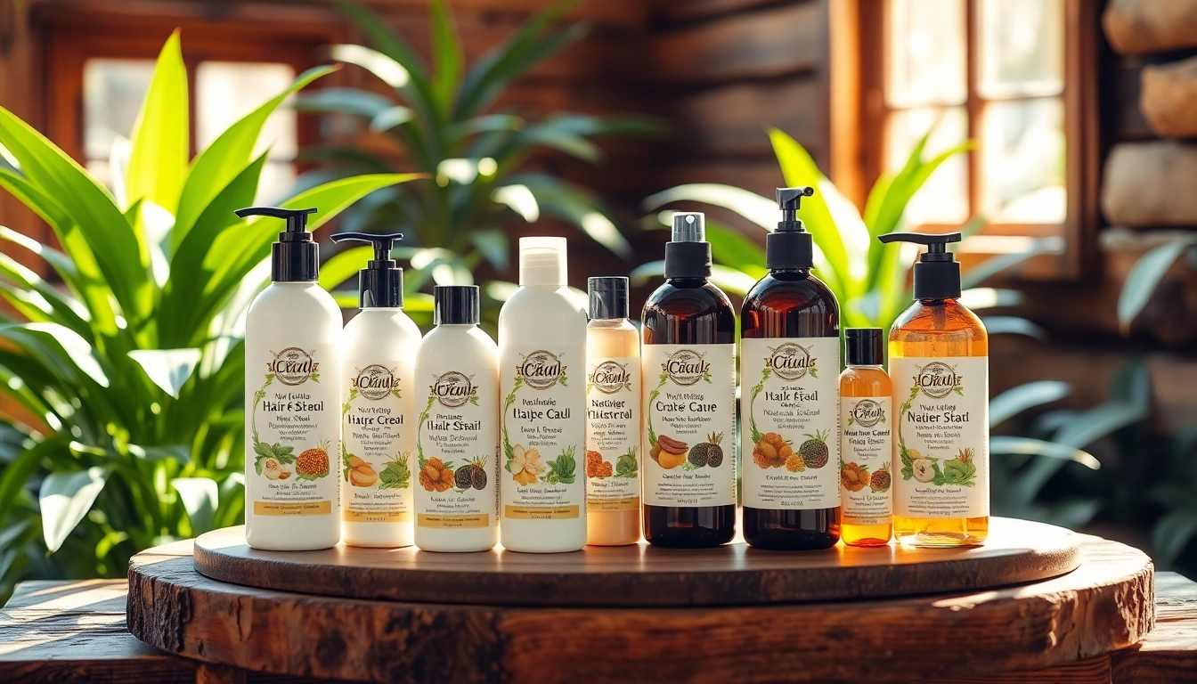 Enhance your hair with natural hair products showcased beautifully on a rustic wooden table.