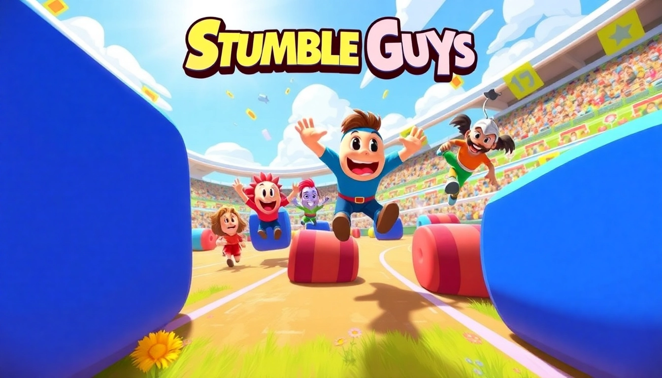 Exciting action from Stumble Guys Mod Apk with colorful characters racing through obstacles.