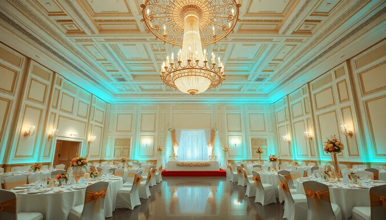 Experience the stunning interior of le prestige hall, a beautiful event space perfect for celebrations.