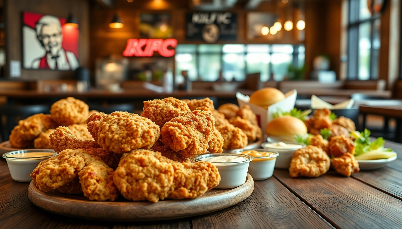 Enticing view of KFC menu prices with delicious fried chicken and sides, inviting you to indulge.
