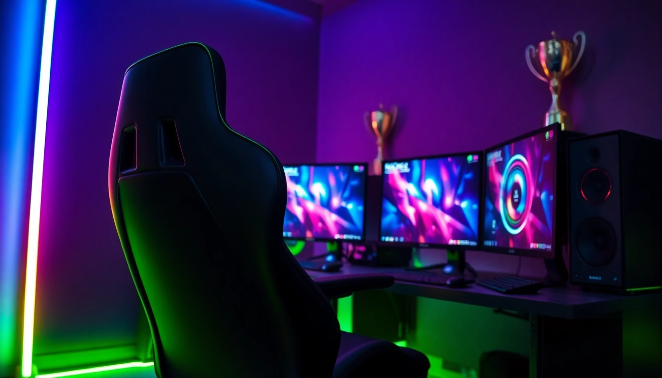 Daftar batman138 di kursi gaming modern dengan komputer kinerja tinggi.