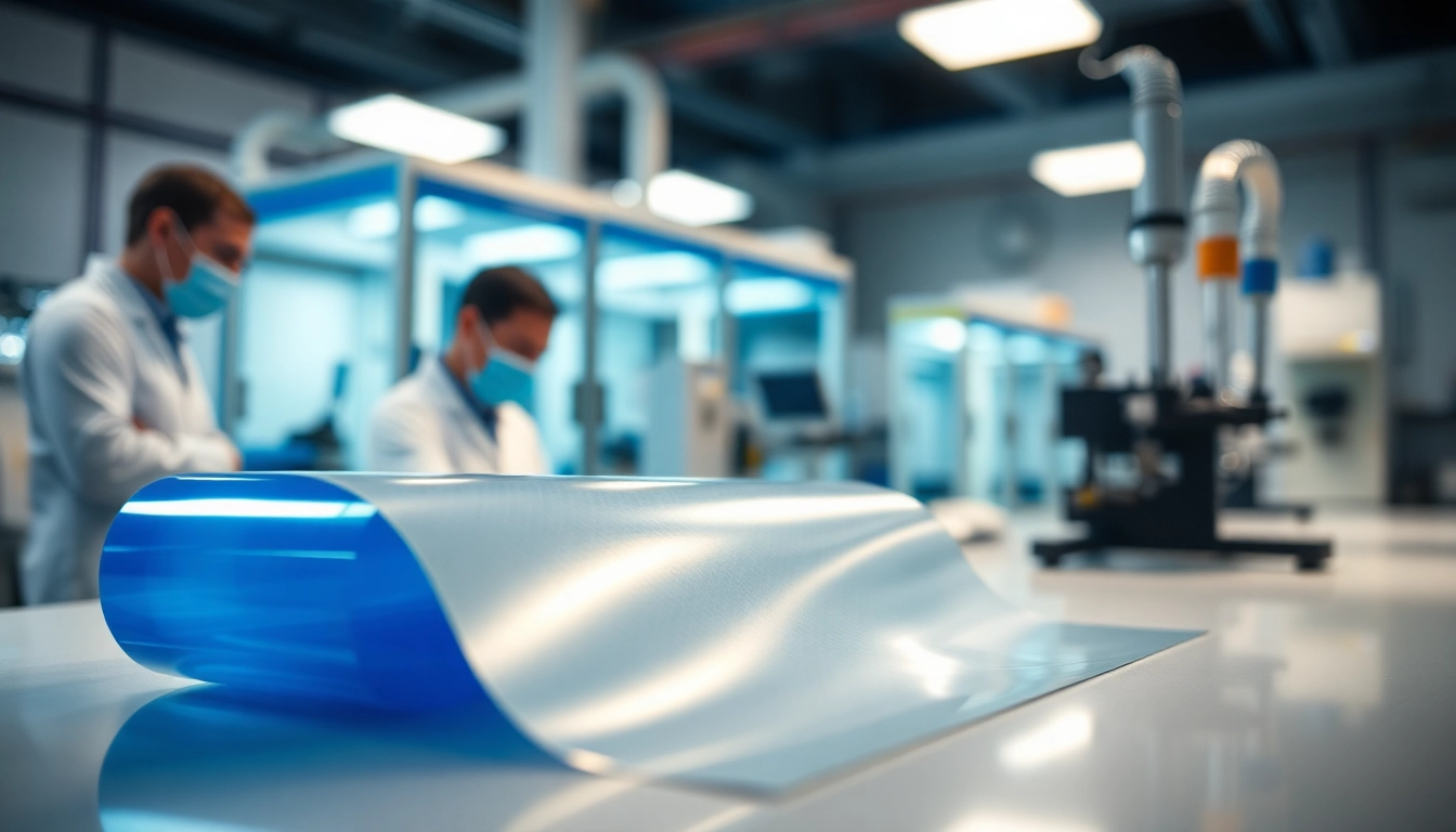 Examining high-quality adhesive films at https://www.makobond.com/adhesives-films in a lab.