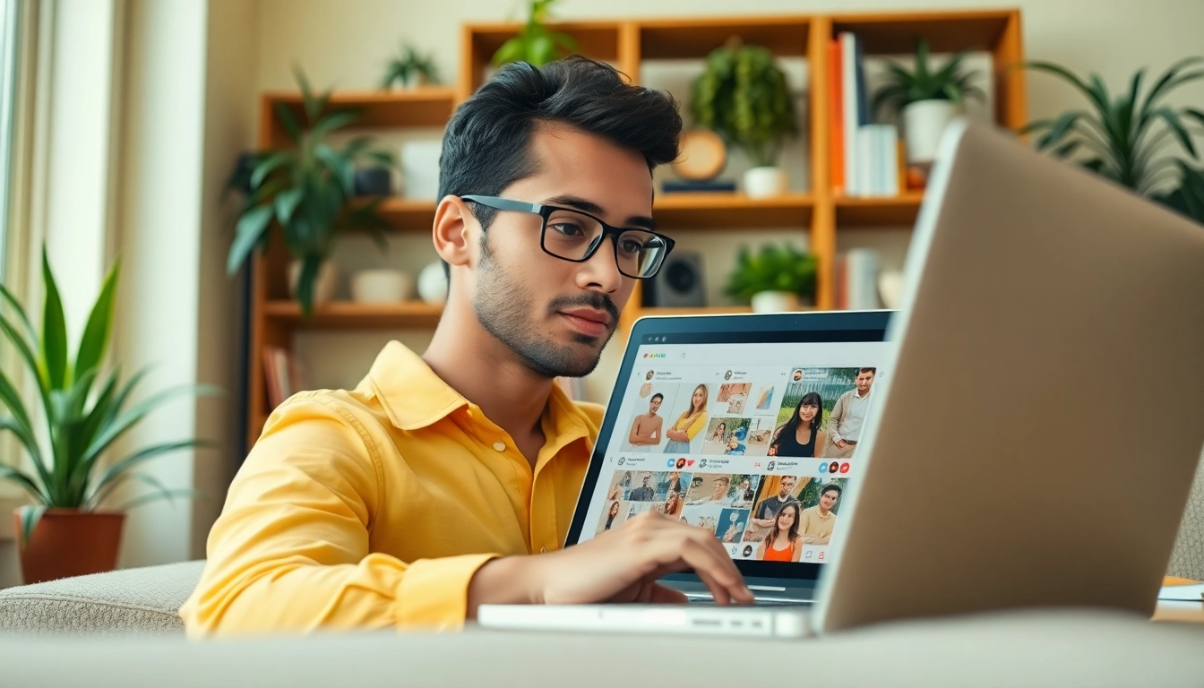 View Instagram stories anonymously with a professional using a laptop in a cozy setting.
