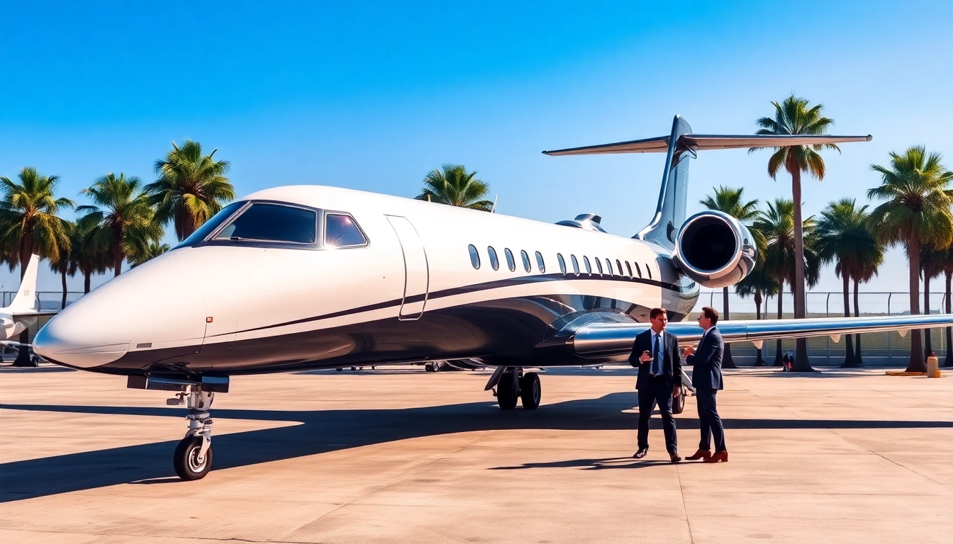 Experience the luxury of Private Jet Charter Los Angeles with a sleek jet at a sunny LAX.