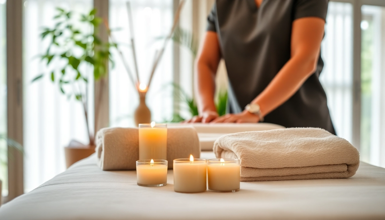 Massage therapist dc providing a calming atmosphere with relaxed setup for clients.
