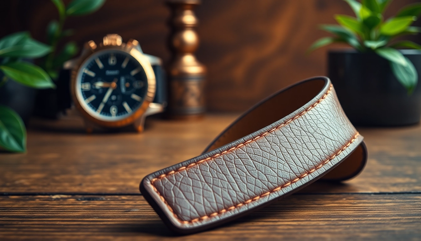 Examine this luxurious watch strap showcasing its premium leather and texture details.