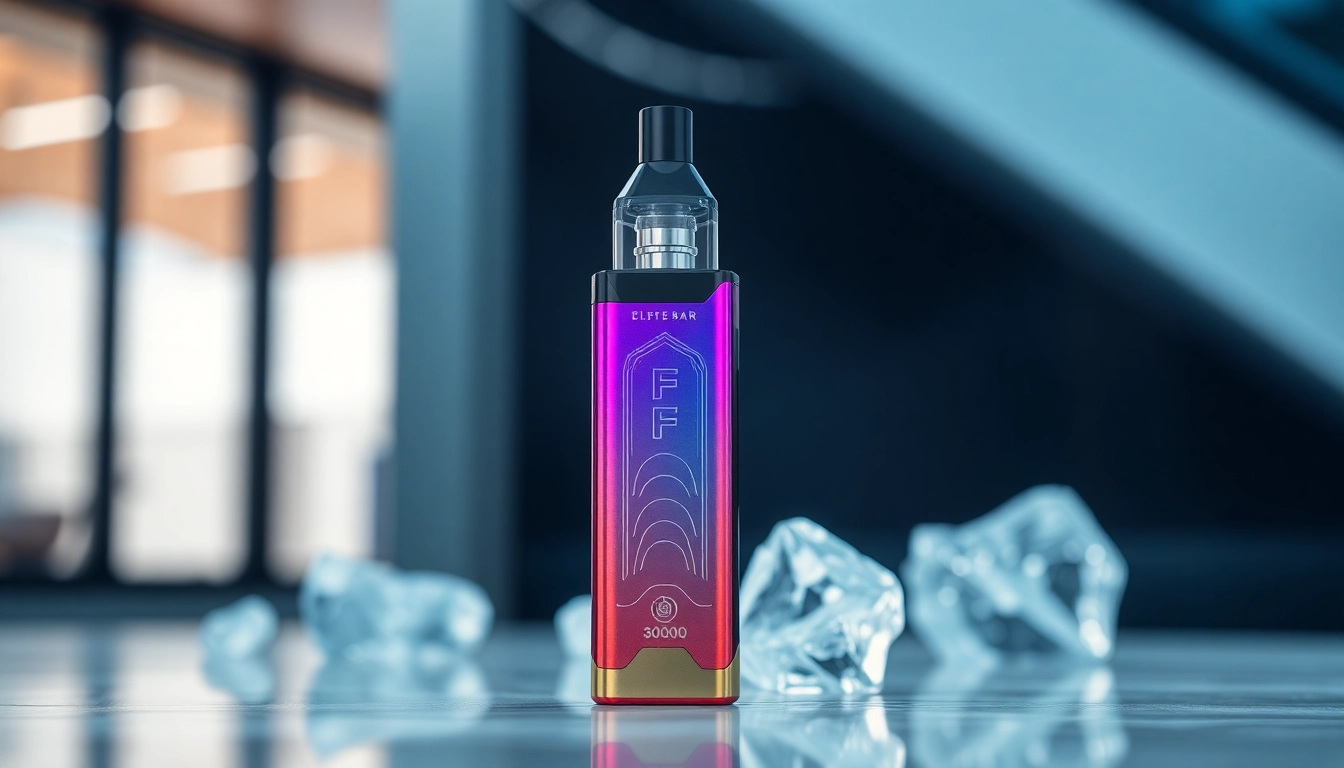 Showcasing the Elf Bar Ice King 30000 disposable vape with vibrant colors and a sleek, modern feel.