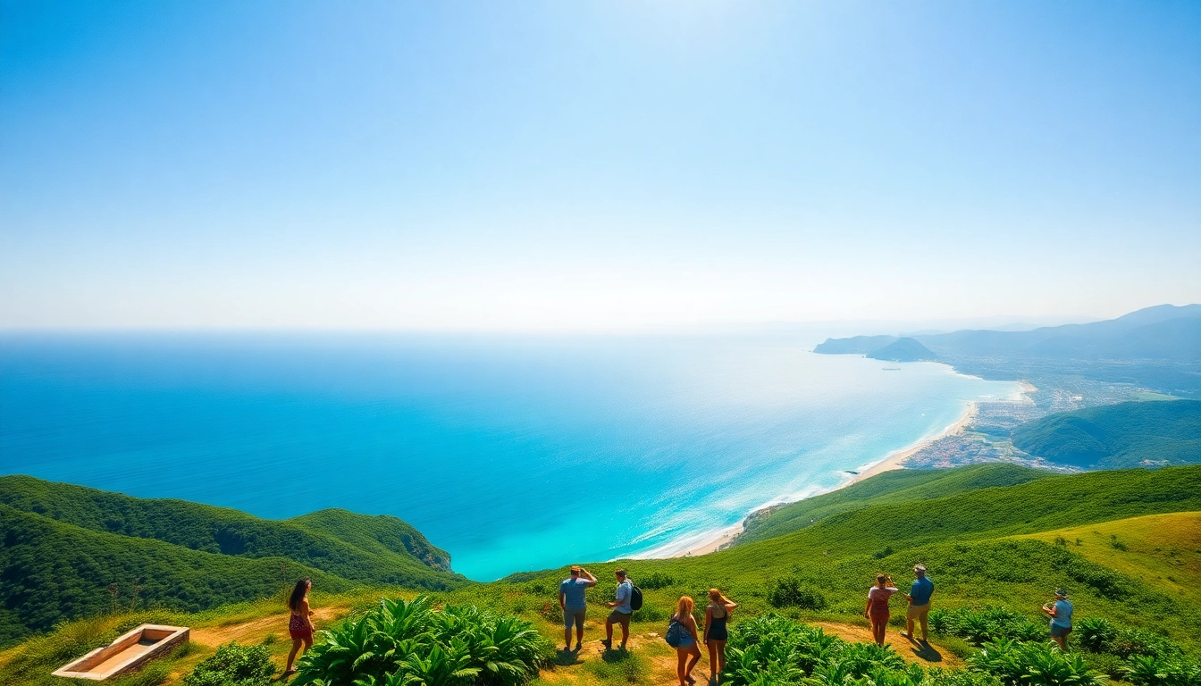 Travelers enjoying diverse activities in a vibrant landscape showcasing travel opportunities.