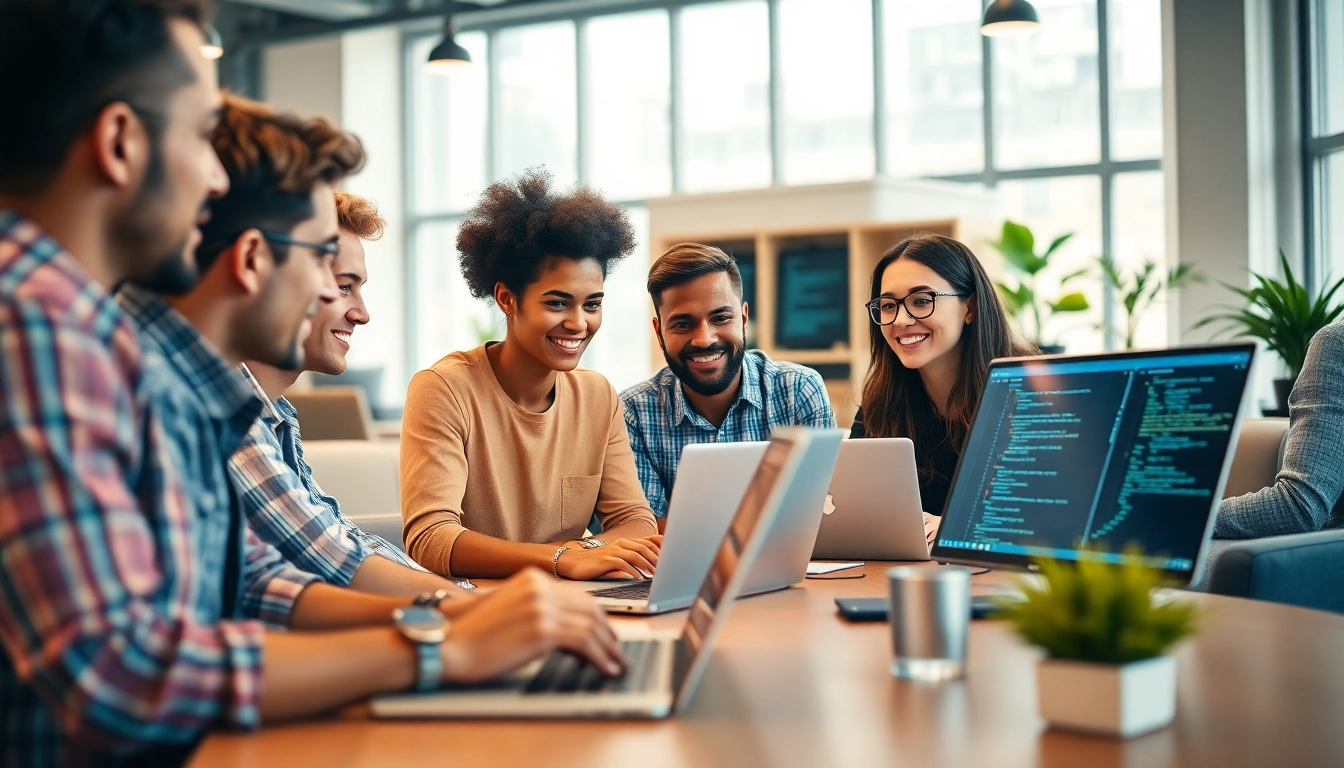 Find a reliable wordpress developer near me collaborating in a modern workspace.