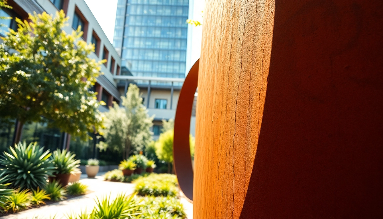 Créer un environnement avec Acier corten en sculpture au jardin urbain