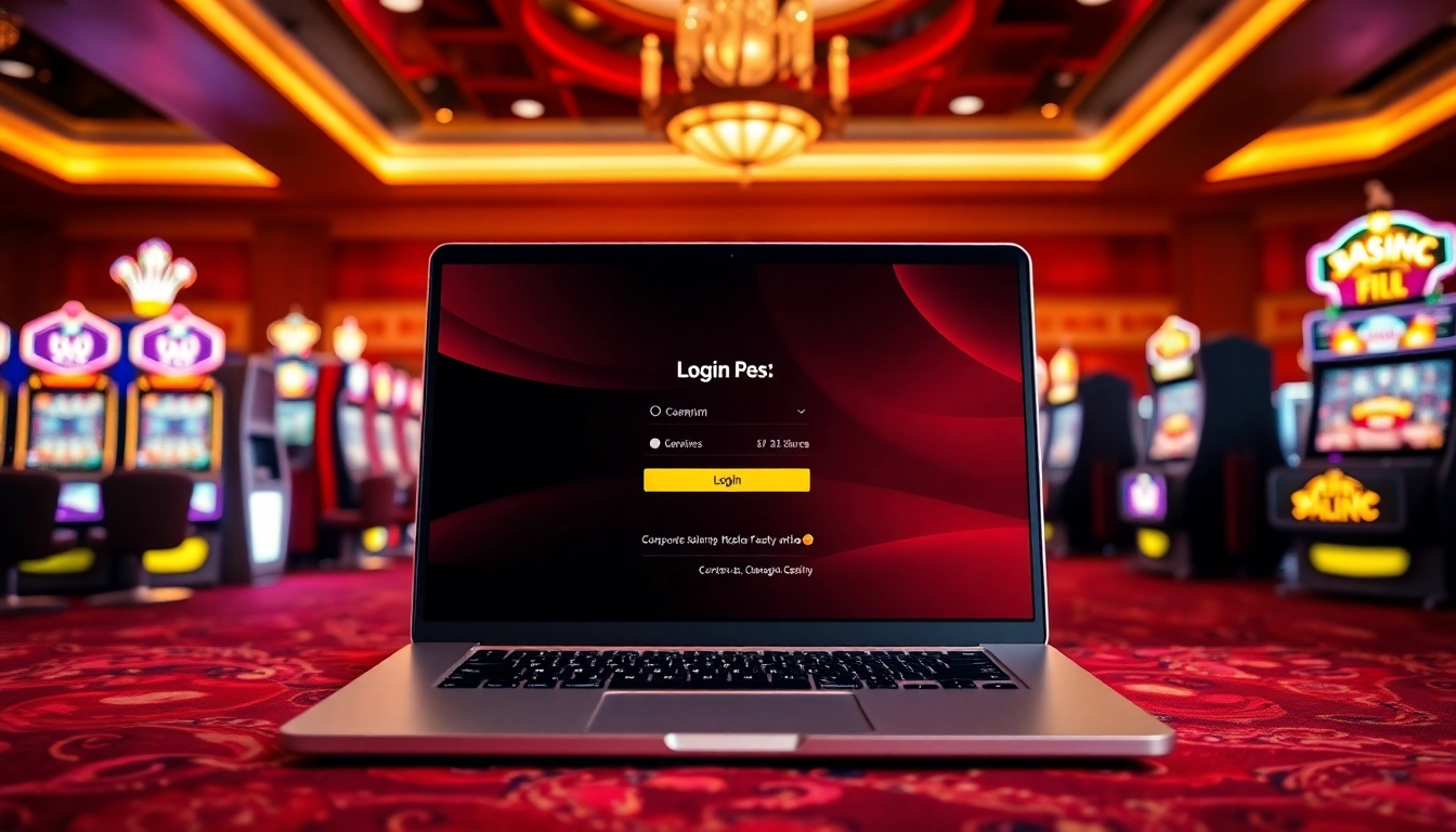 Effortlessly access your play casino login with a sleek interface on a vibrant casino backdrop.