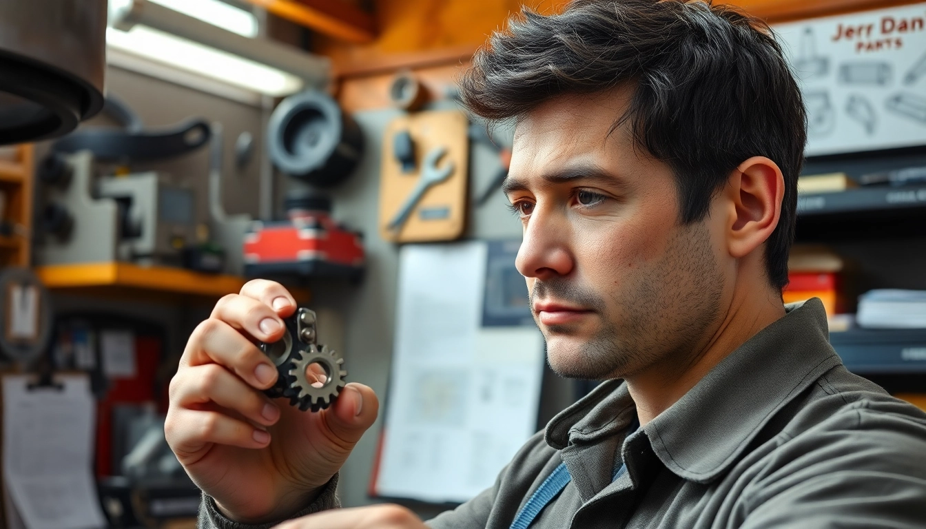 Inspecting Jerr Dan Parts in a professional workshop environment.