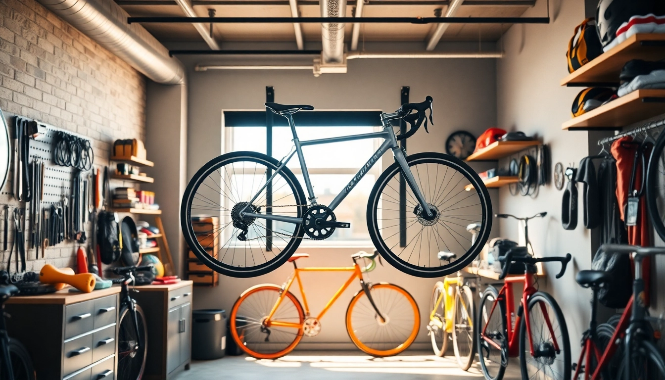 Functional bicycle wall hanger installed in a sleek garage, showcasing its modern design.