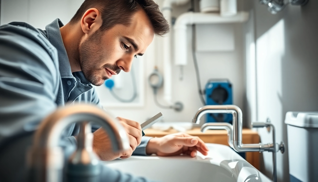 Efficient plumber wake forest fixing a sink in a well-lit bathroom with tools at hand.