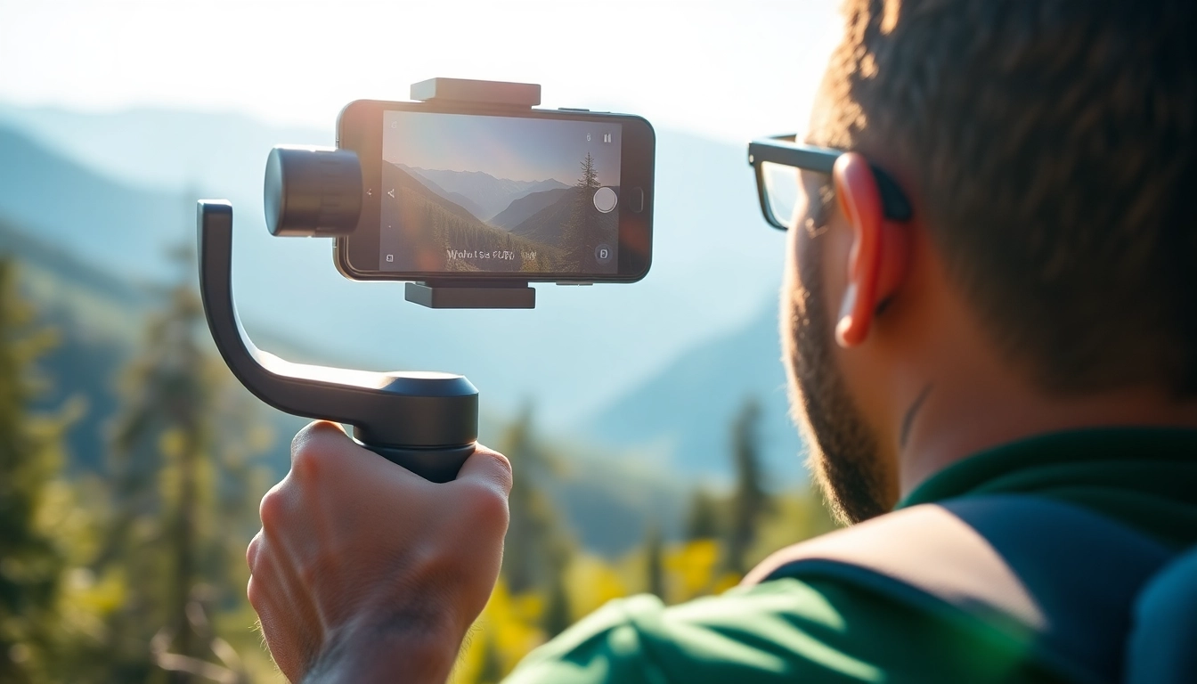 Capture stable footage with a versatile gimbal used outdoors by a content creator.