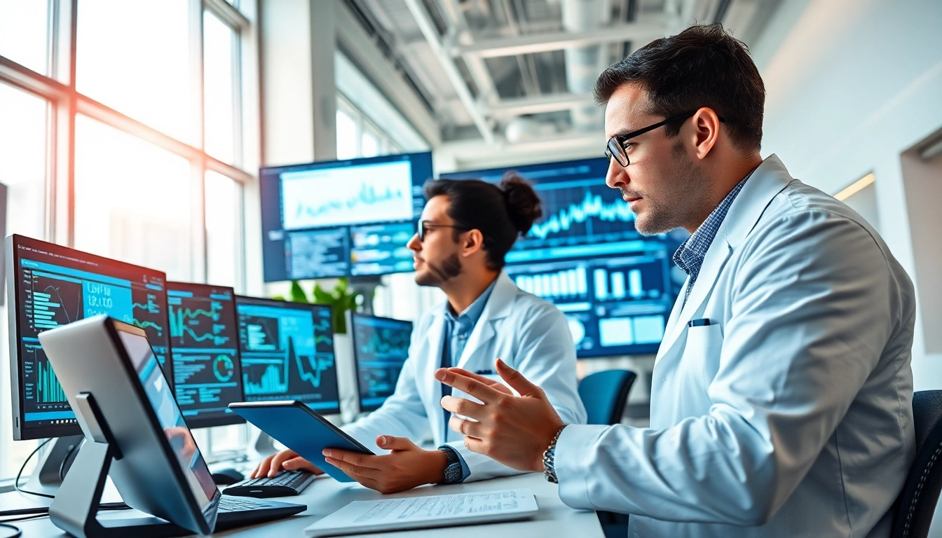 Enhancing AI/ML data quality with data scientists at computing stations in a tech-savvy environment.