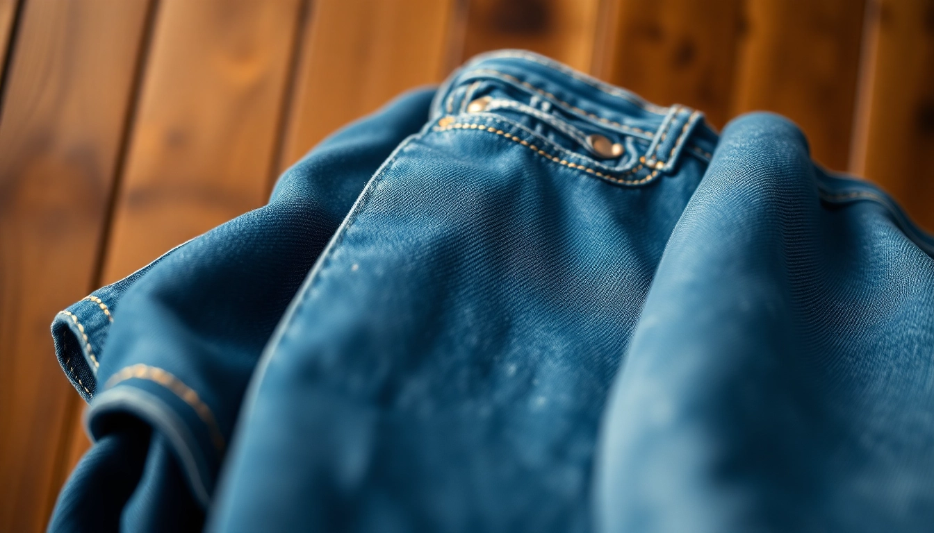 Showcasing denim jeans by jeans garment manufacturers highlighted with natural lighting.