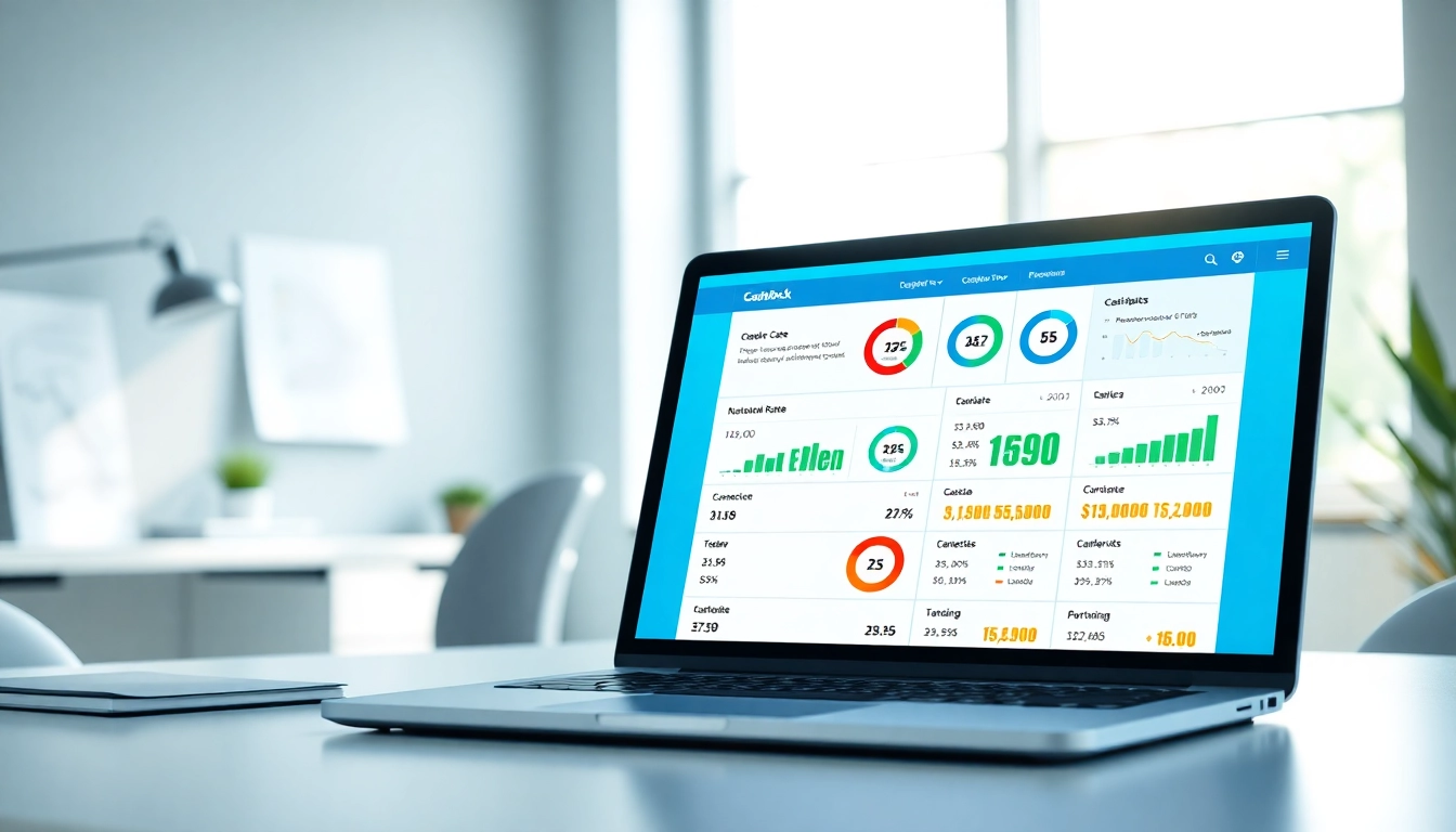 Engaging cashback comparison interface showcasing varying rates on a laptop screen.