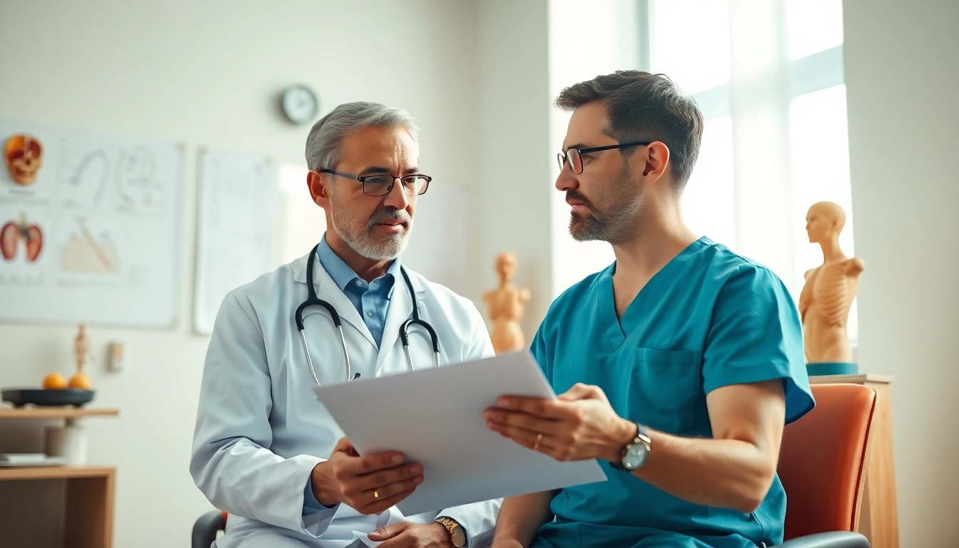 Bauchdeckenstraffung Braunschweig Experten beraten Patienten in einer Klinik über Behandlungsoptionen