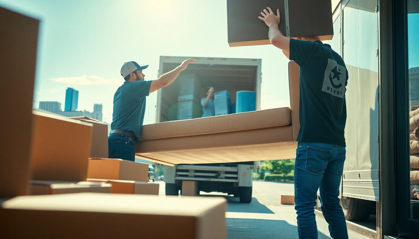 Movers Calgary team lifting furniture during a residential move, showcasing professionalism and care.