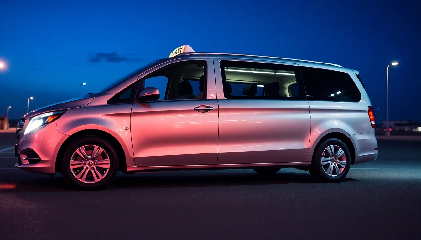 Airport taxi transfer Halifax featuring a stylish silver vehicle waiting for passengers at twilight.