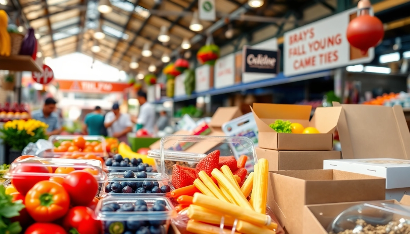 Showcasing quality food packaging Sydney products with vibrant colors and fresh produce in the background.