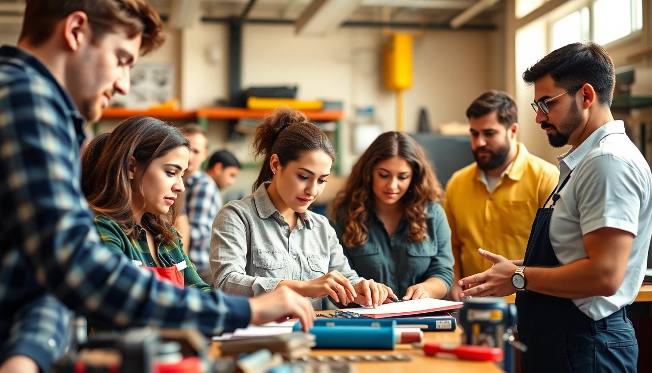 Trade School Tennessee students actively participating in hands-on projects in a vibrant classroom.