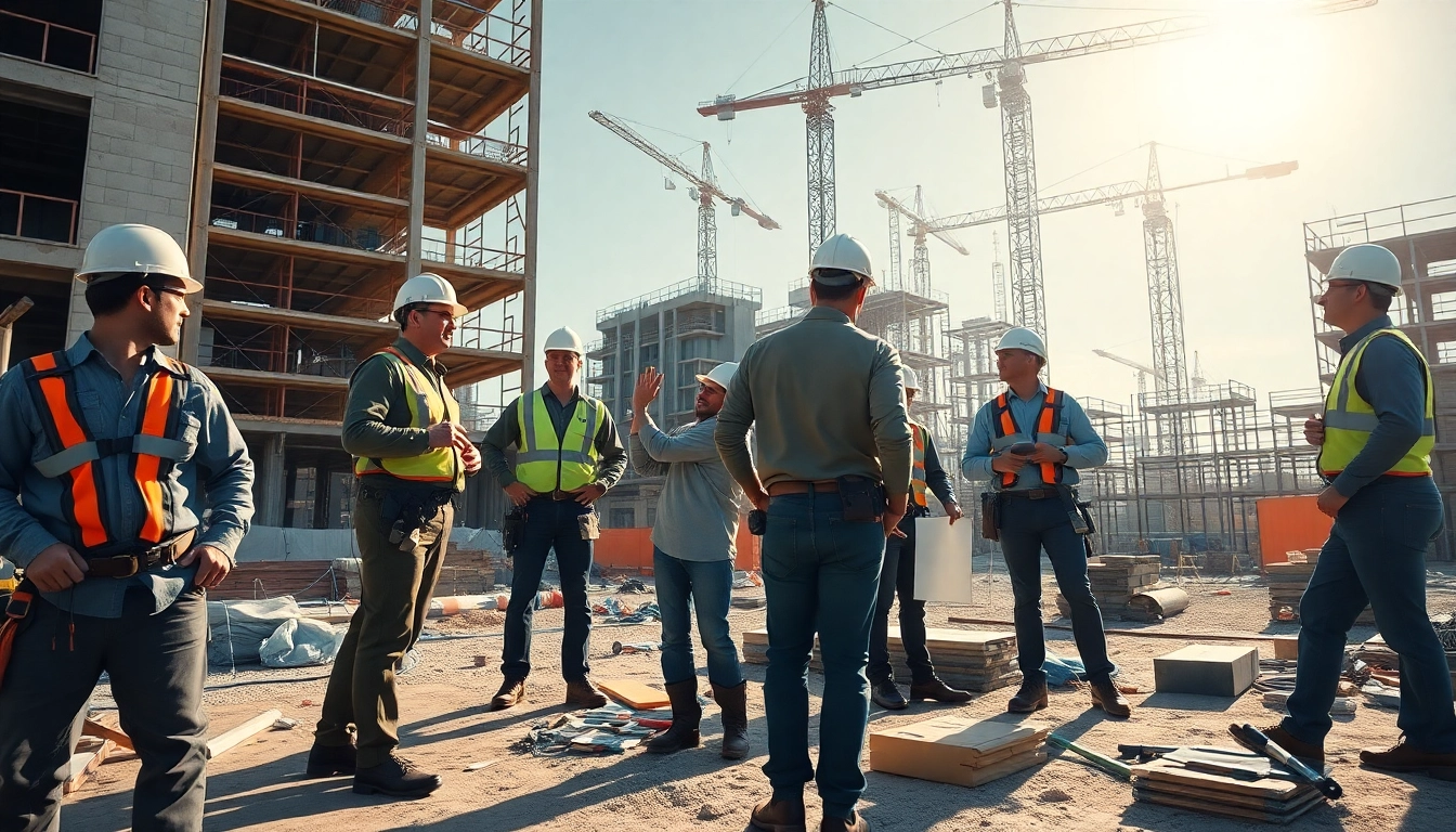 Workers demonstrating teamwork at a construction site, highlighting the construction association colorado spirit.