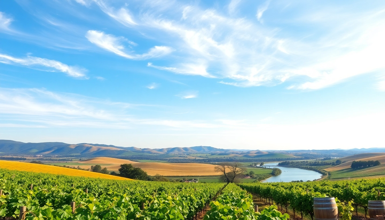 Captivating landscape of Carksburg CA showcasing vineyards and the serene Sacramento River.
